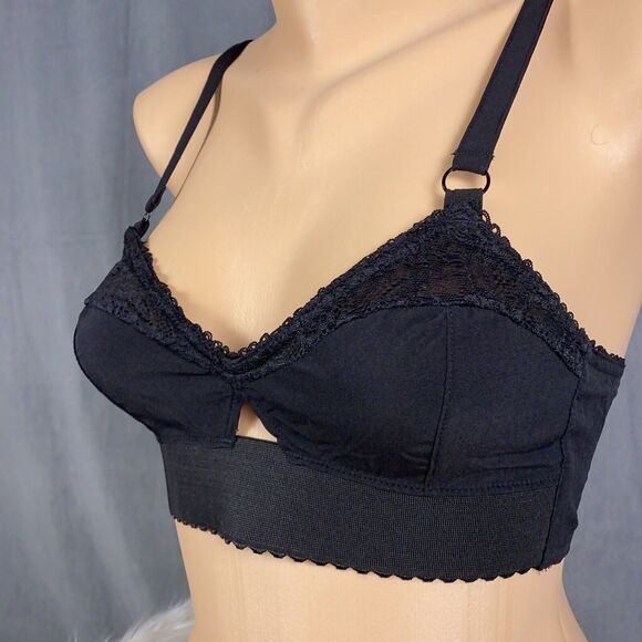 Out from Under Urban Outfitters Size Small Black Unlined Pin Up Bra Wire Free - Picture 2 of 8